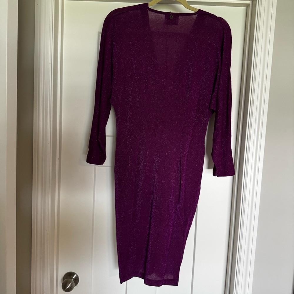 Dixie Malva gathered v neck purple metallic dress size M new with tags - Picture 10 of 11